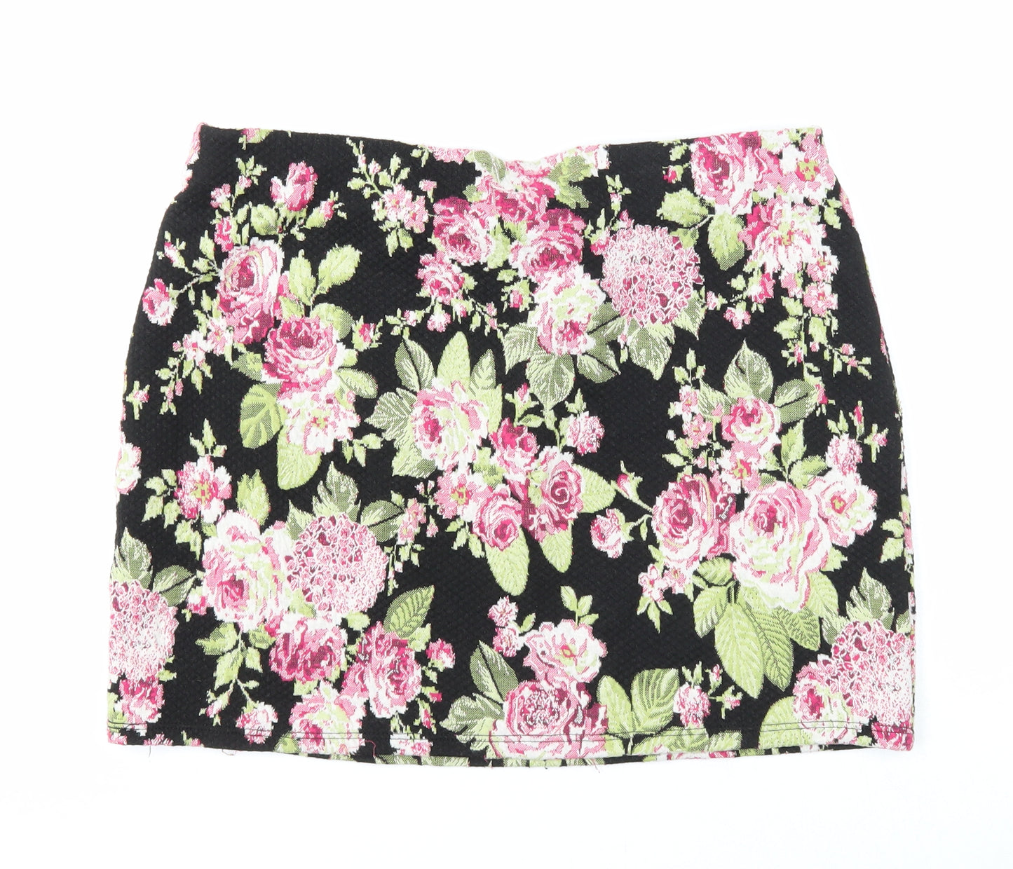 George Womens Black Floral Polyester Mini Skirt Size 16