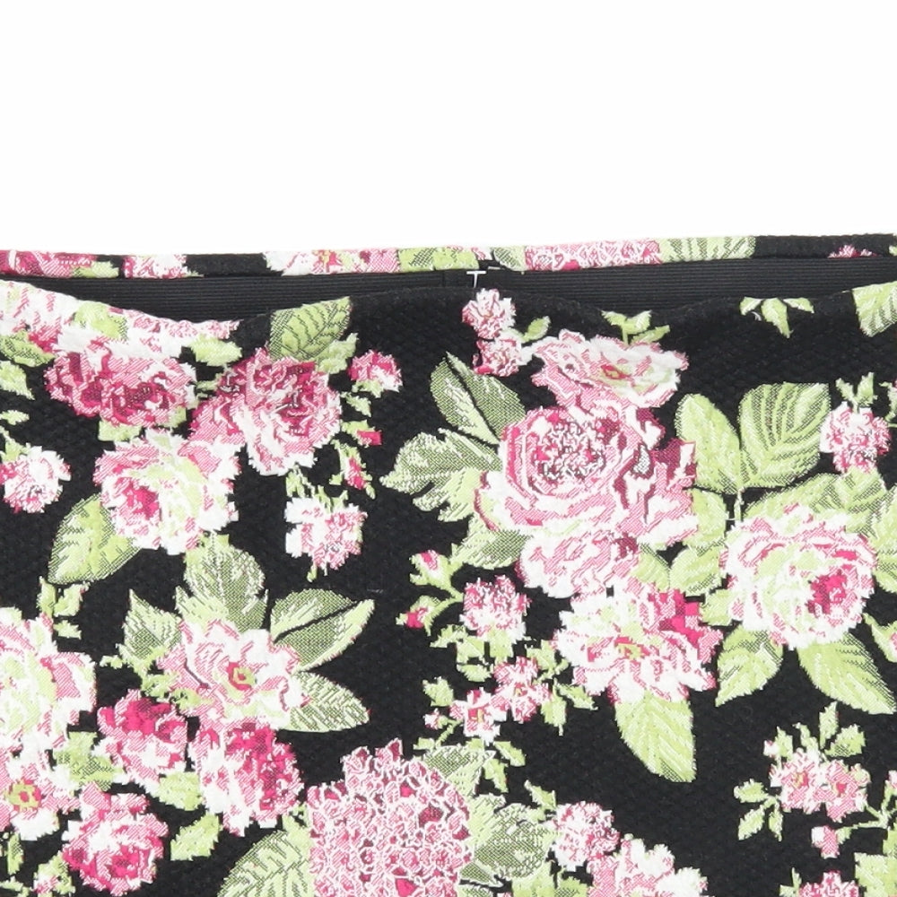 George Womens Black Floral Polyester Mini Skirt Size 16
