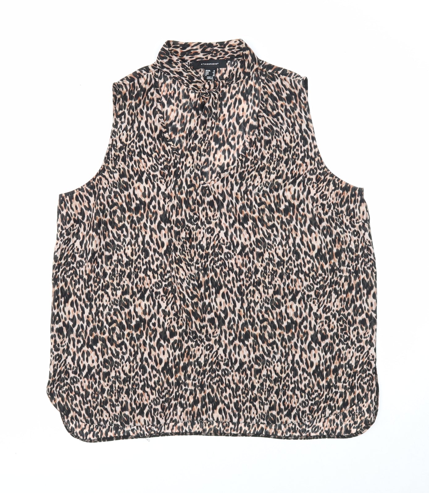 Atmosphere Womens Brown Animal Print Viscose Basic Blouse Size 16 Collared - Leopard Pattern