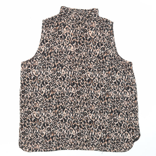 Atmosphere Womens Brown Animal Print Viscose Basic Blouse Size 16 Collared - Leopard Pattern