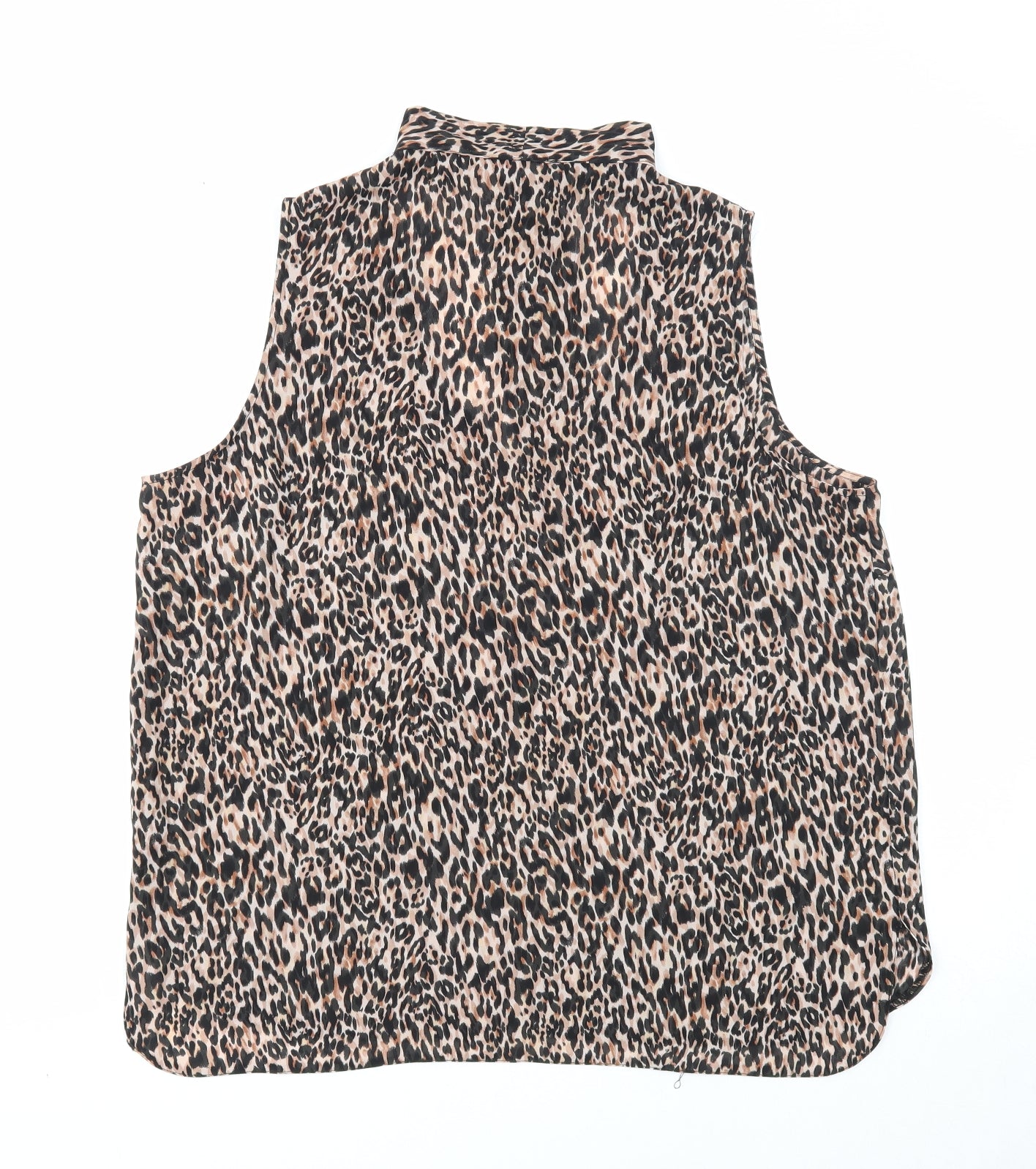 Atmosphere Womens Brown Animal Print Viscose Basic Blouse Size 16 Collared - Leopard Pattern