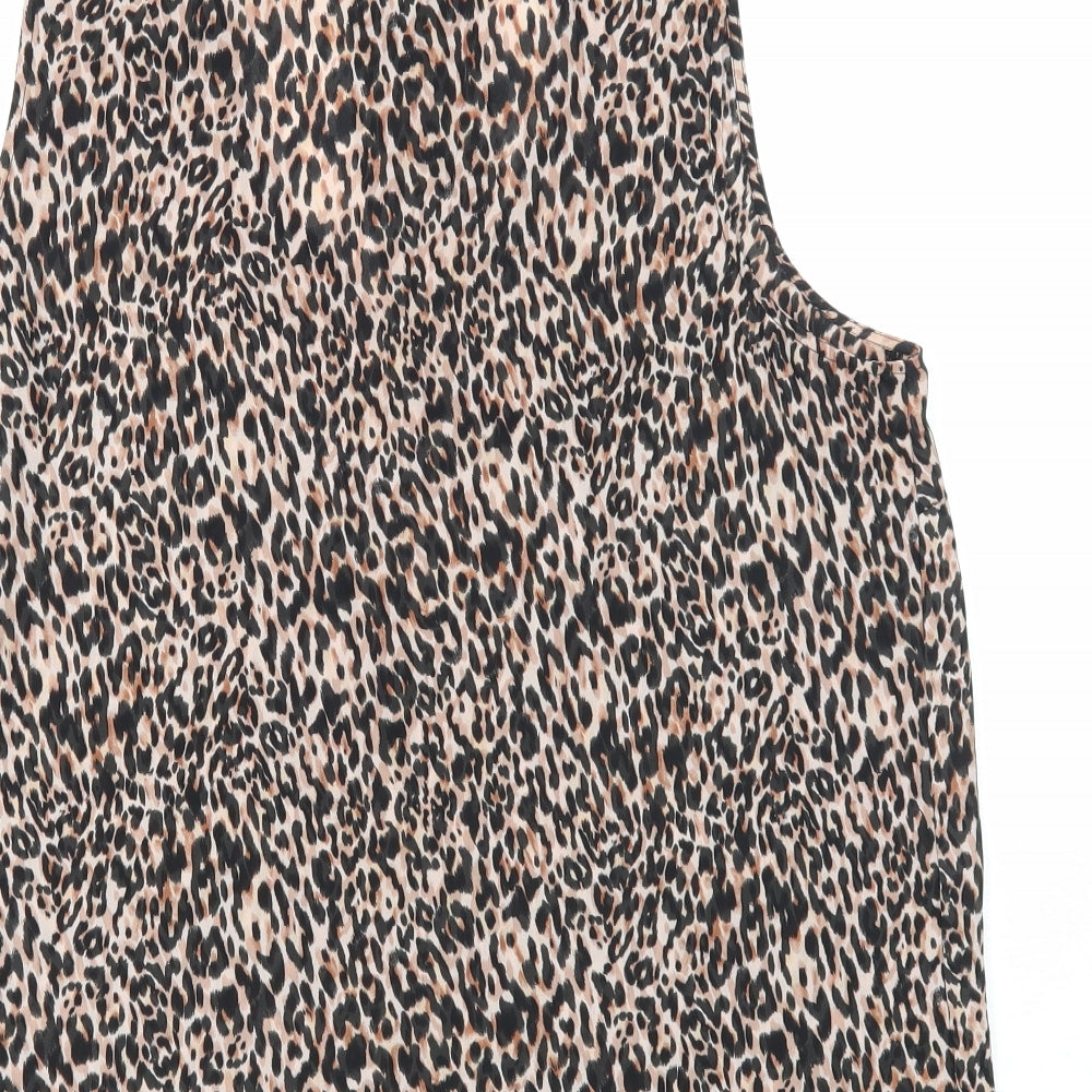 Atmosphere Womens Brown Animal Print Viscose Basic Blouse Size 16 Collared - Leopard Pattern