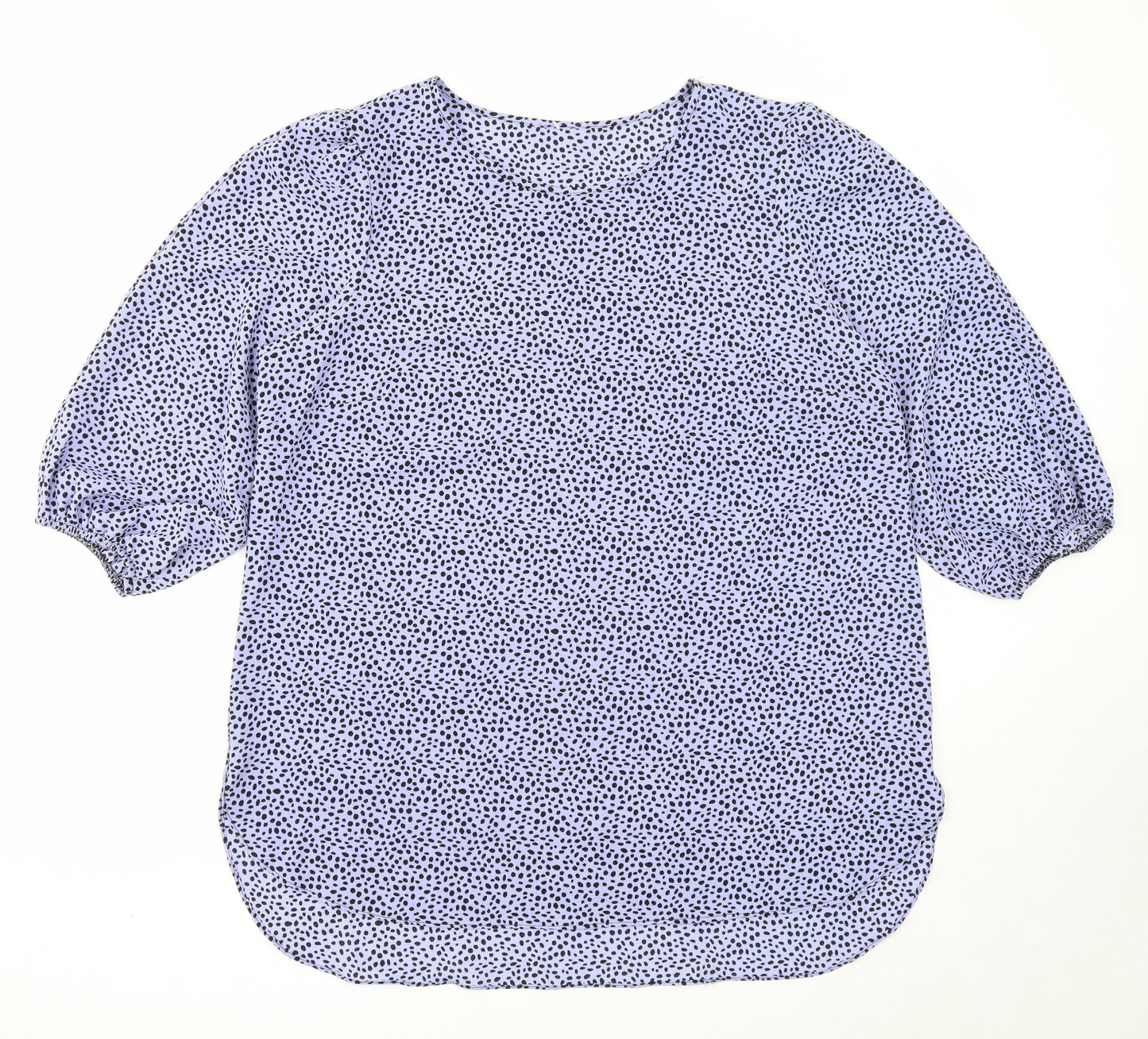 Preworn Womens Blue Geometric Polyester Basic T-Shirt Size 18 Round Neck