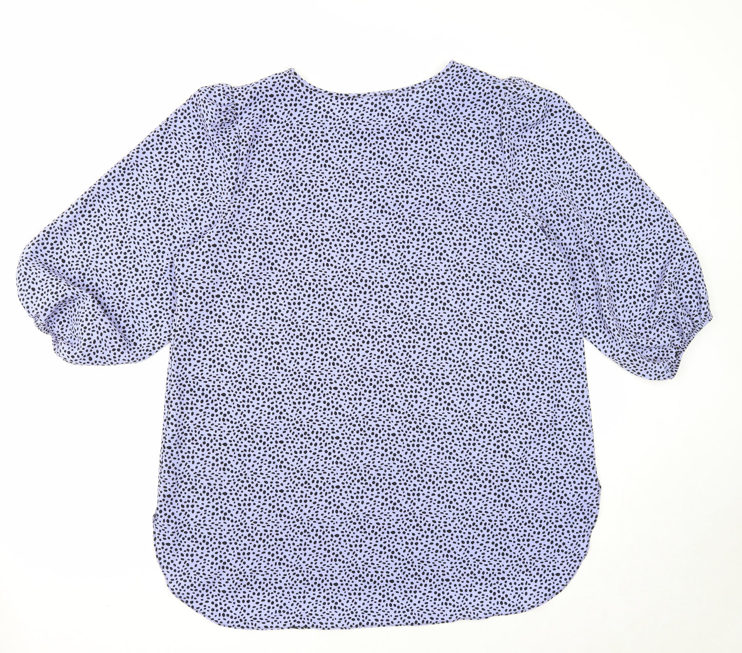 Preworn Womens Blue Geometric Polyester Basic T-Shirt Size 18 Round Neck