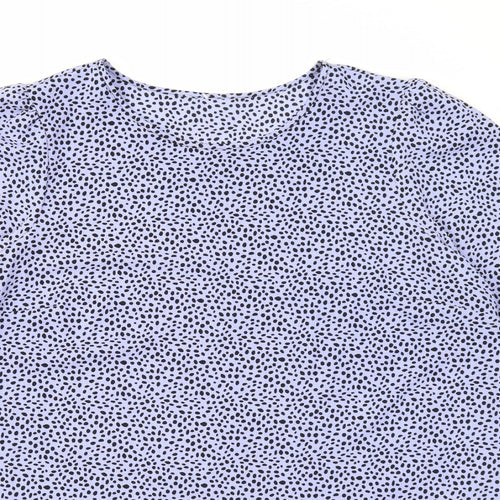 Preworn Womens Blue Geometric Polyester Basic T-Shirt Size 18 Round Neck