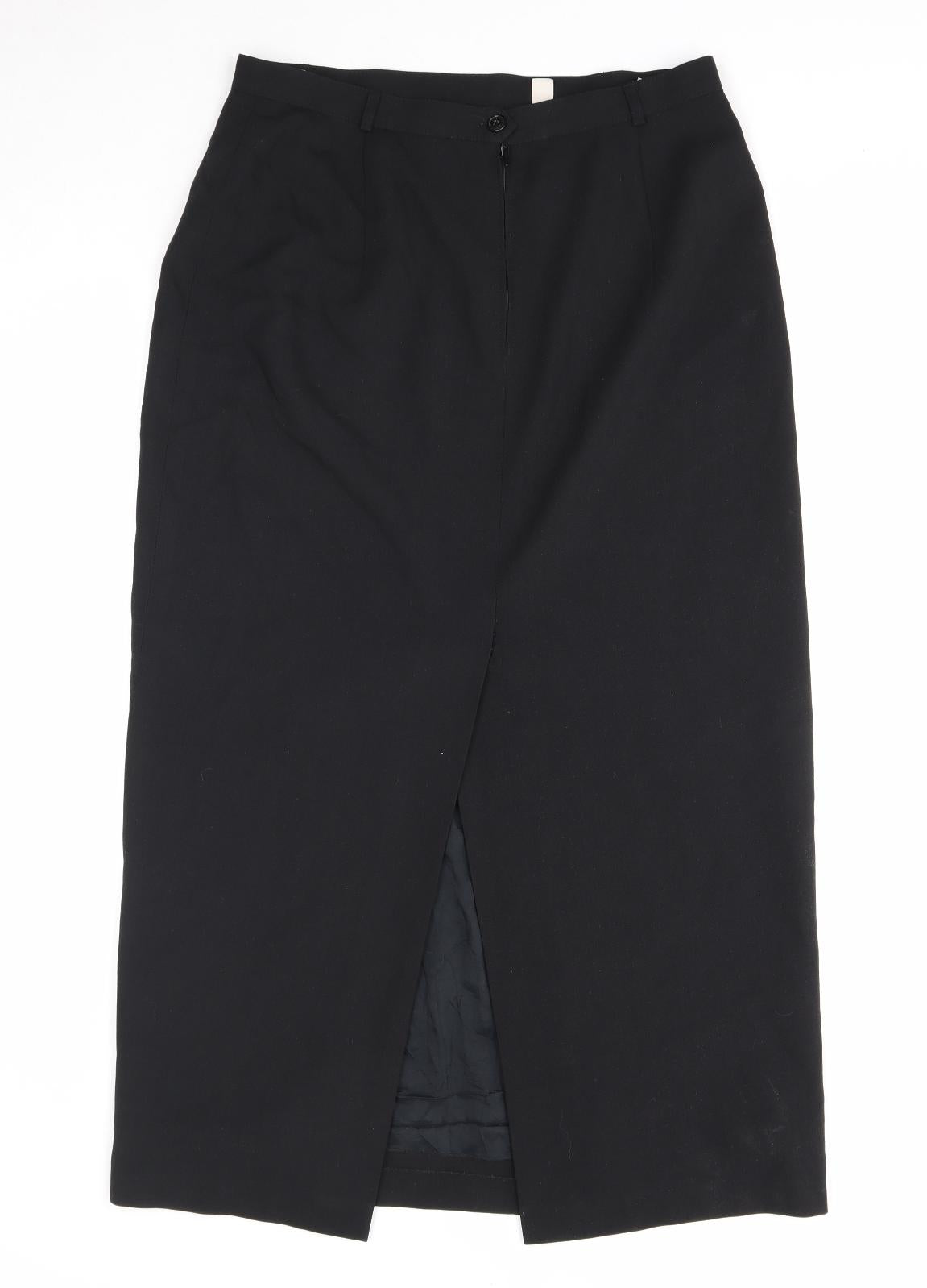 Bianca Womens Black Polyester Straight & Pencil Skirt Size 14 Zip