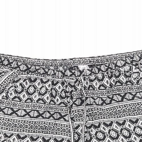 Divided Womens Black Geometric Viscose Skimmer Shorts Size 6 Regular Drawstring