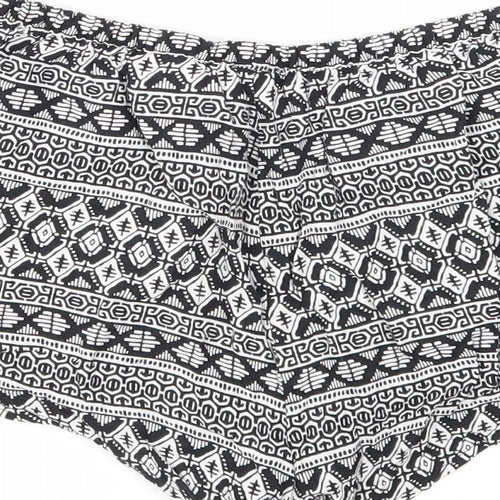 Divided Womens Black Geometric Viscose Skimmer Shorts Size 6 Regular Drawstring
