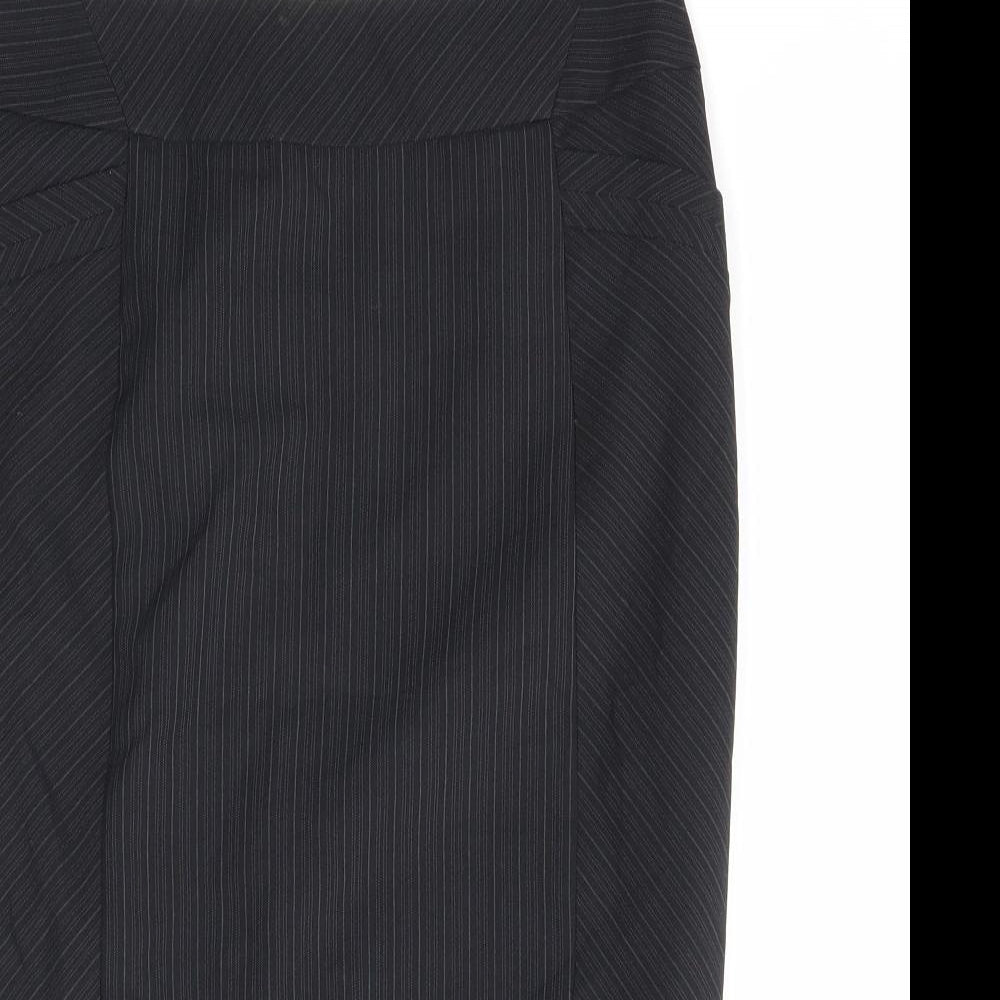 Dorothy Perkins Womens Black Striped Polyester Straight & Pencil Skirt Size 10 Zip