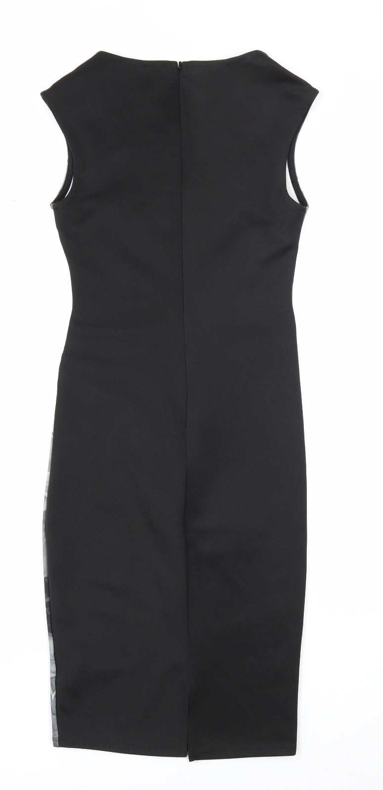 Lipsy Womens Black Floral Polyester A-Line Size 6 Round Neck Zip