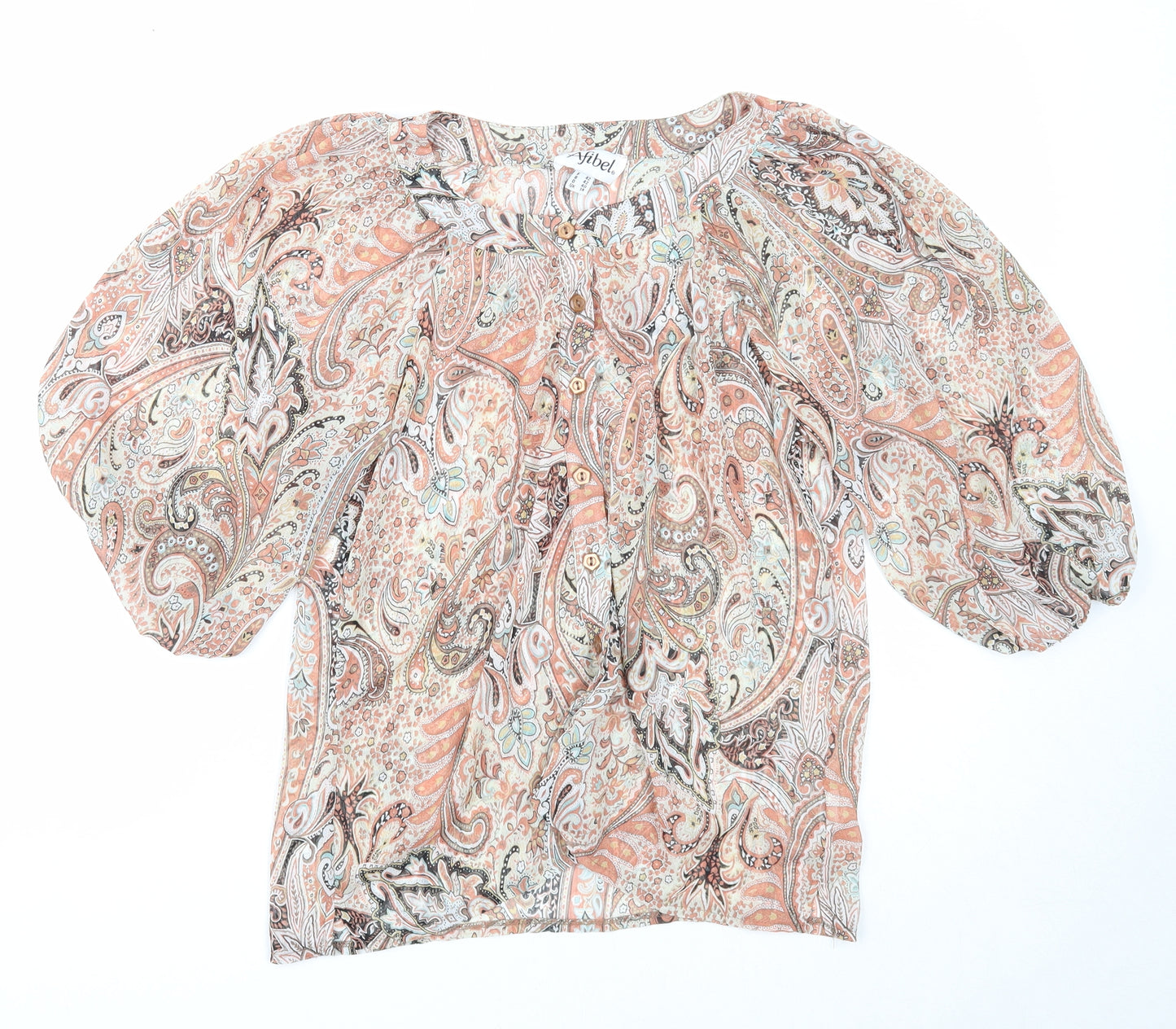 Afibel Womens Multicoloured Polyester Basic Blouse Size 14 Round Neck