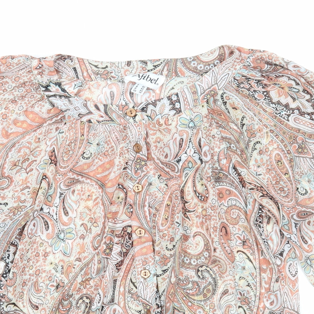 Afibel Womens Multicoloured Polyester Basic Blouse Size 14 Round Neck