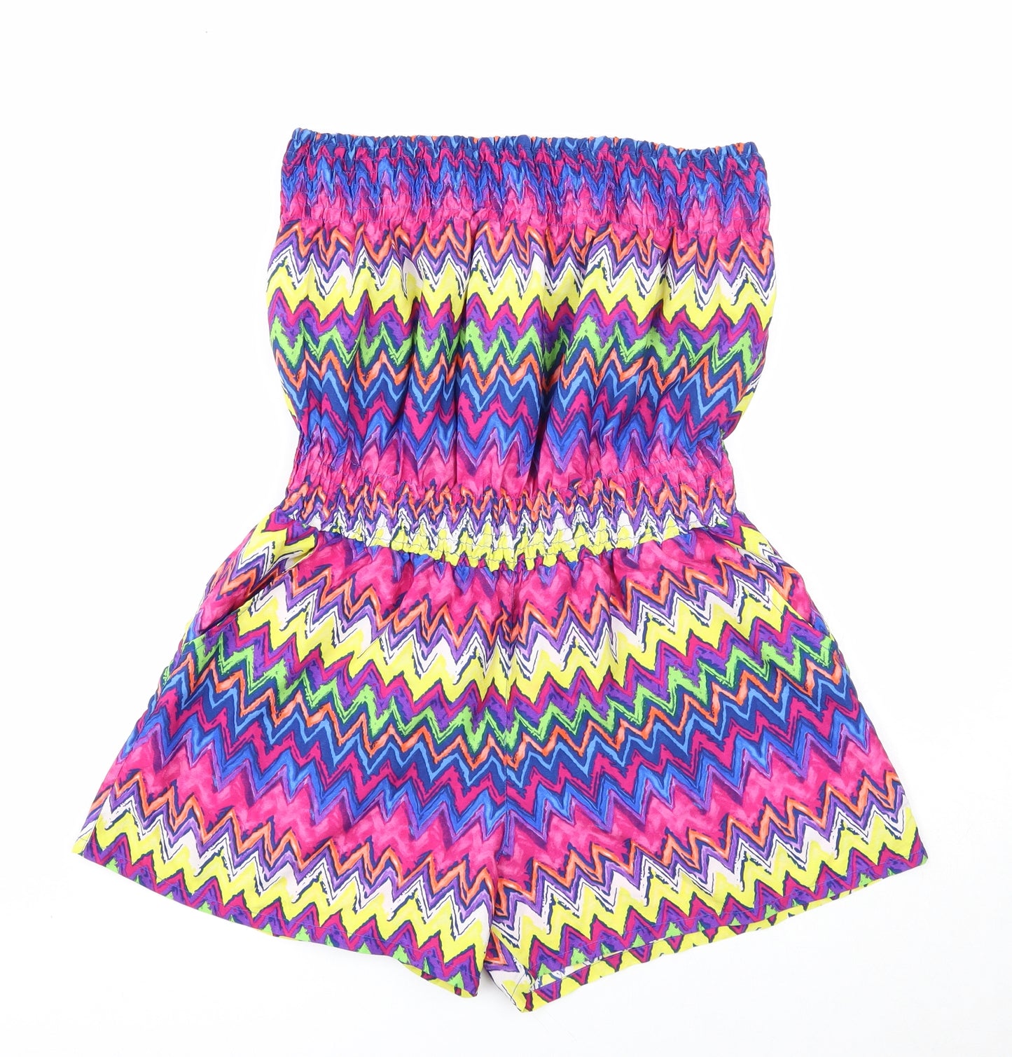 Ocean Club Womens Multicoloured Geometric Polyester Playsuit One-Piece Size 10 Pullover - Size 10-12