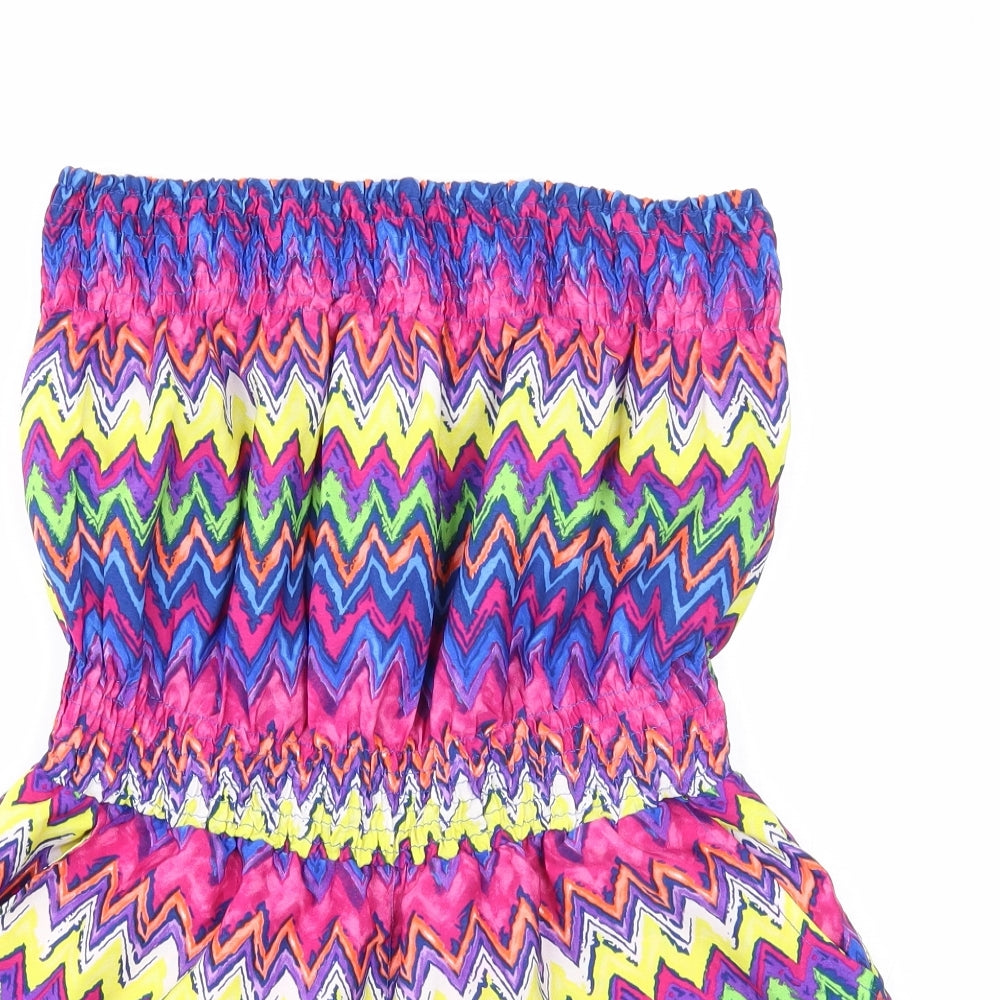 Ocean Club Womens Multicoloured Geometric Polyester Playsuit One-Piece Size 10 Pullover - Size 10-12