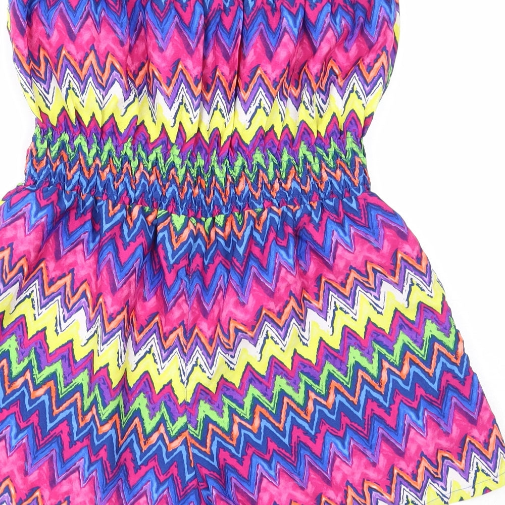 Ocean Club Womens Multicoloured Geometric Polyester Playsuit One-Piece Size 10 Pullover - Size 10-12
