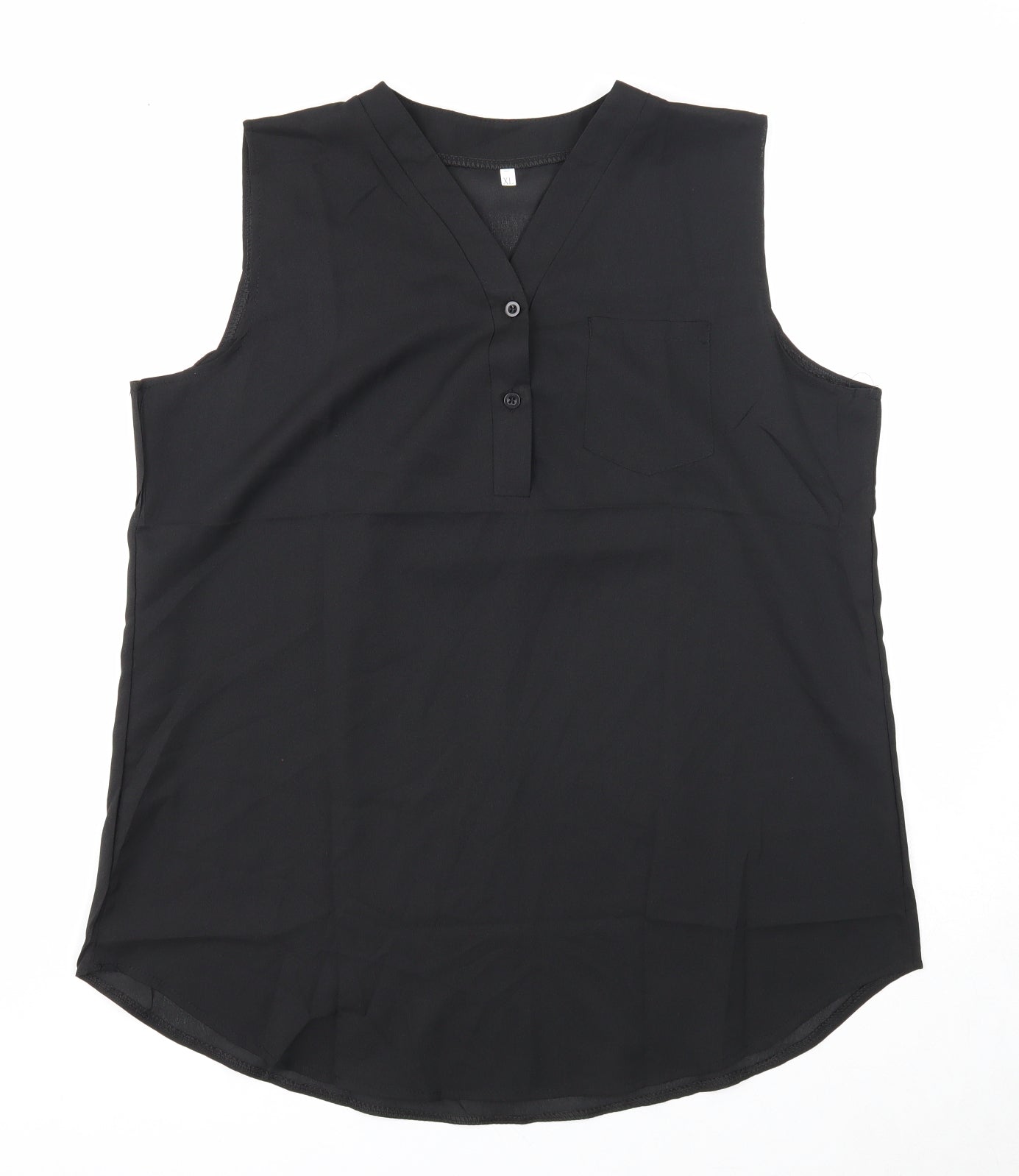 Preworn Womens Black Viscose Basic Tank Size XL V-Neck