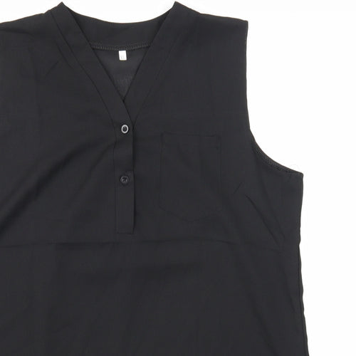 Preworn Womens Black Viscose Basic Tank Size XL V-Neck