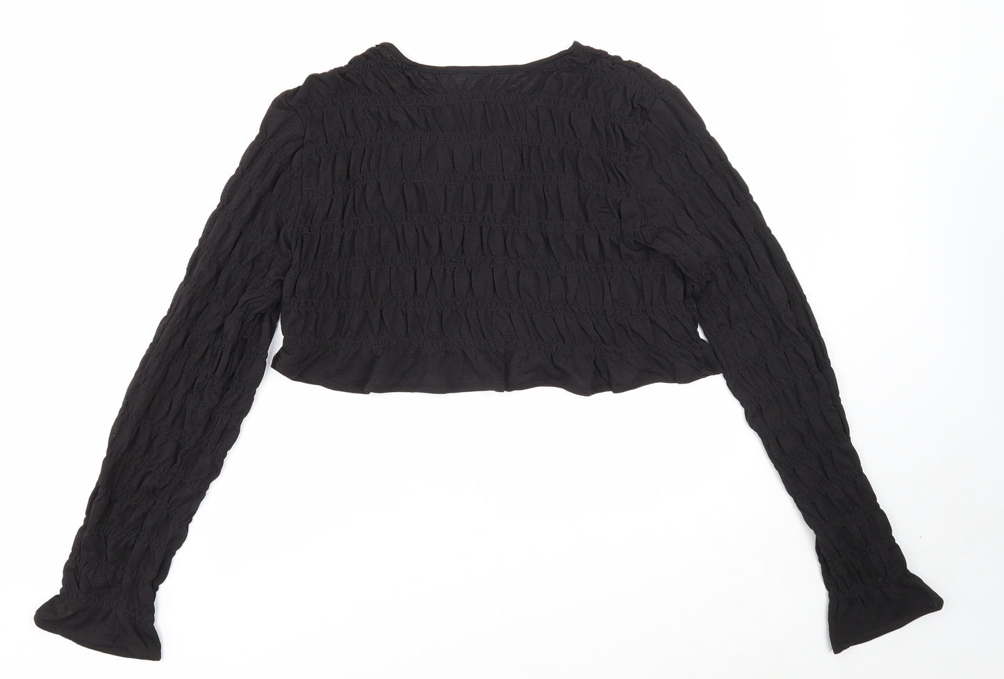 Divided Womens Black Polyester Cropped T-Shirt Size M Round Neck