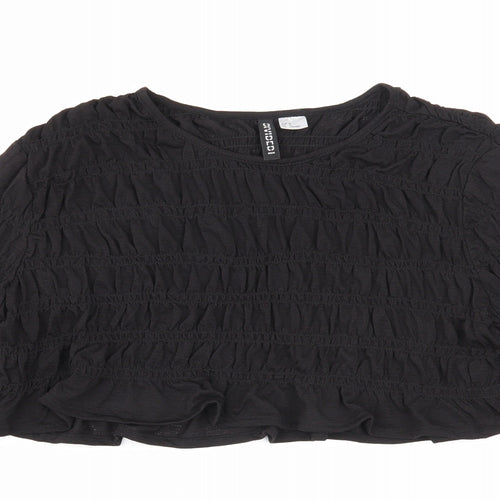 Divided Womens Black Polyester Cropped T-Shirt Size M Round Neck