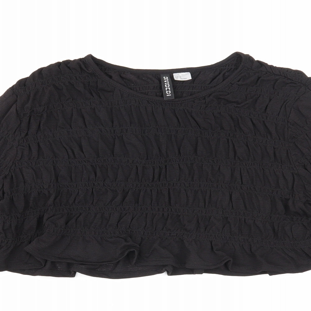 Divided Womens Black Polyester Cropped T-Shirt Size M Round Neck