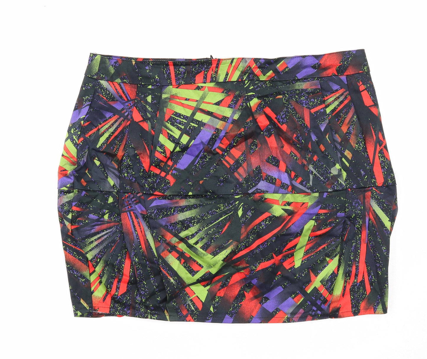 Bay Womens Black Geometric Cotton Mini Skirt Size 16 Zip