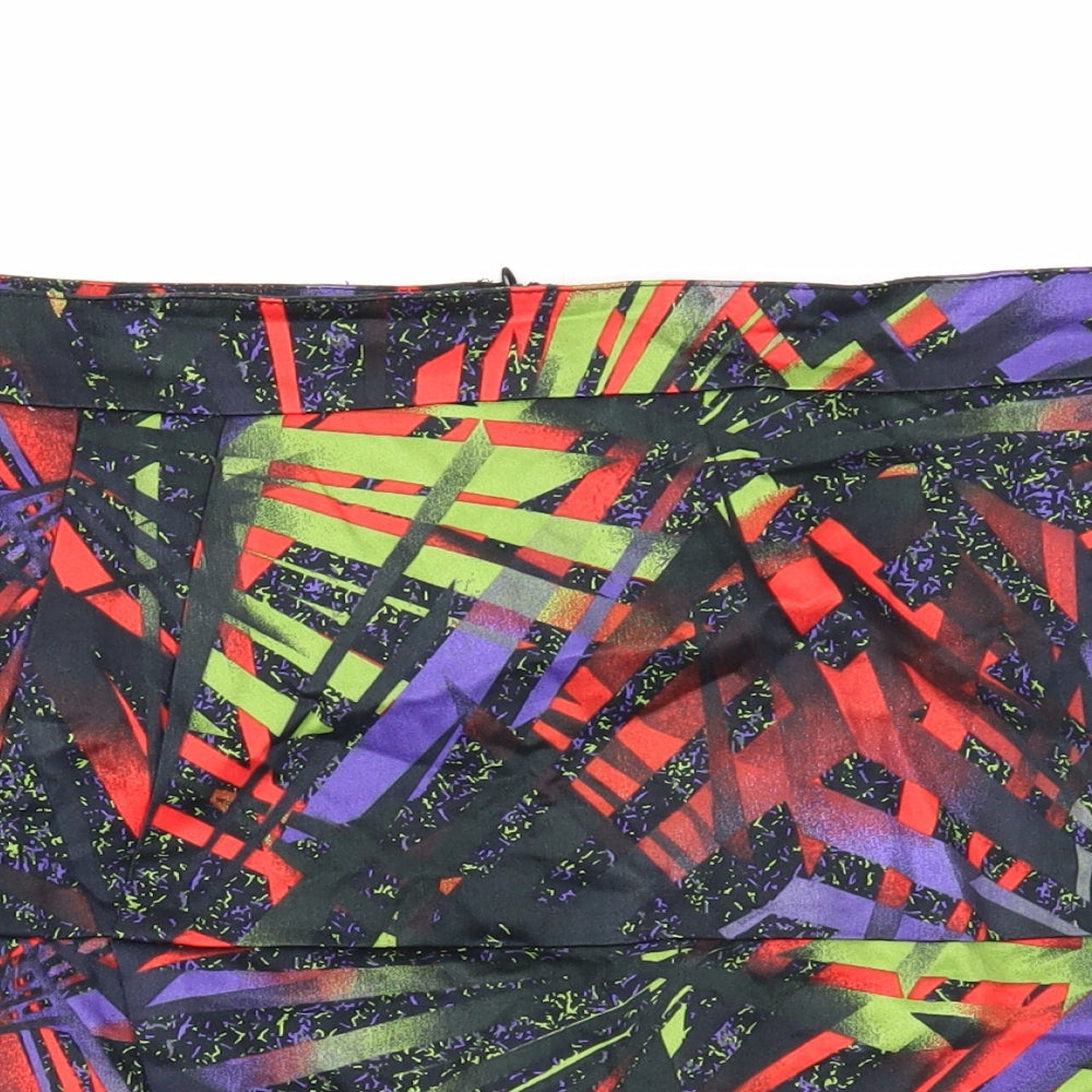 Bay Womens Black Geometric Cotton Mini Skirt Size 16 Zip