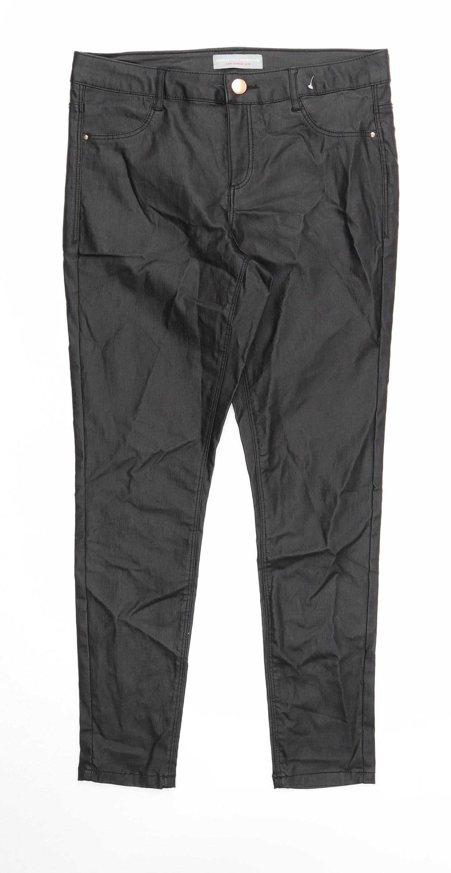 Dorothy Perkins Womens Black Viscose Trousers Size 12 Regular Zip