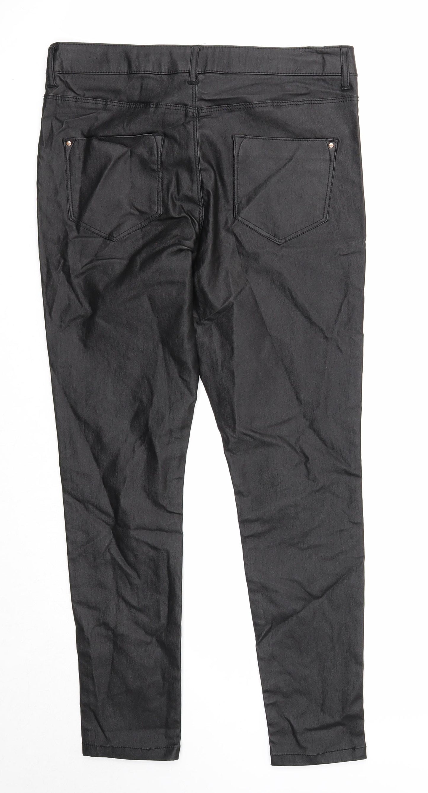 Dorothy Perkins Womens Black Viscose Trousers Size 12 Regular Zip