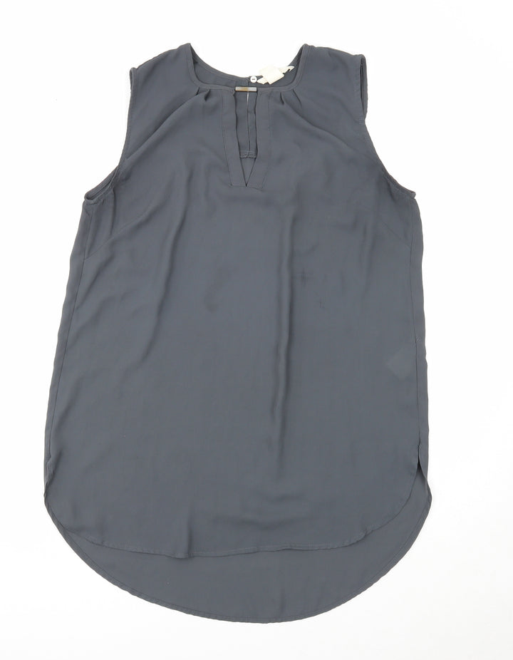 H&M Womens Grey Polyester Basic Blouse Size 8 Round Neck
