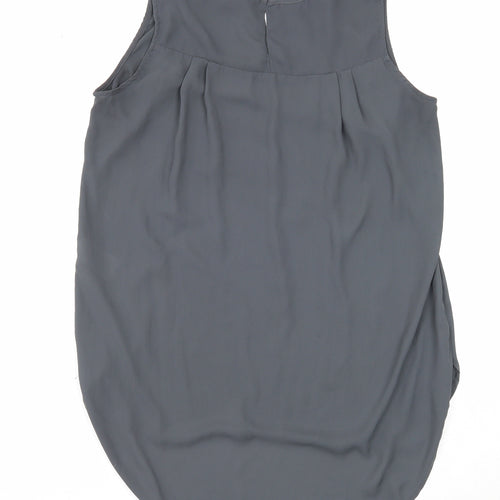 H&M Womens Grey Polyester Basic Blouse Size 8 Round Neck