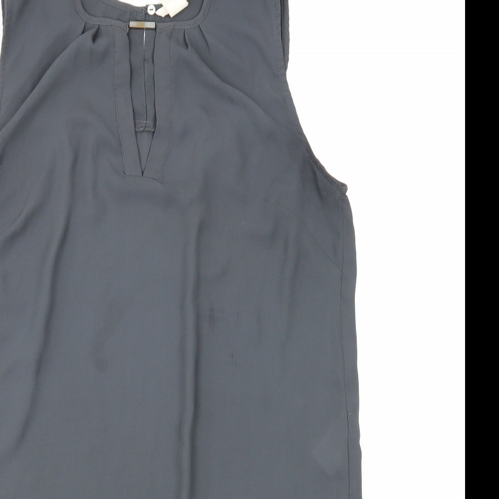 H&M Womens Grey Polyester Basic Blouse Size 8 Round Neck