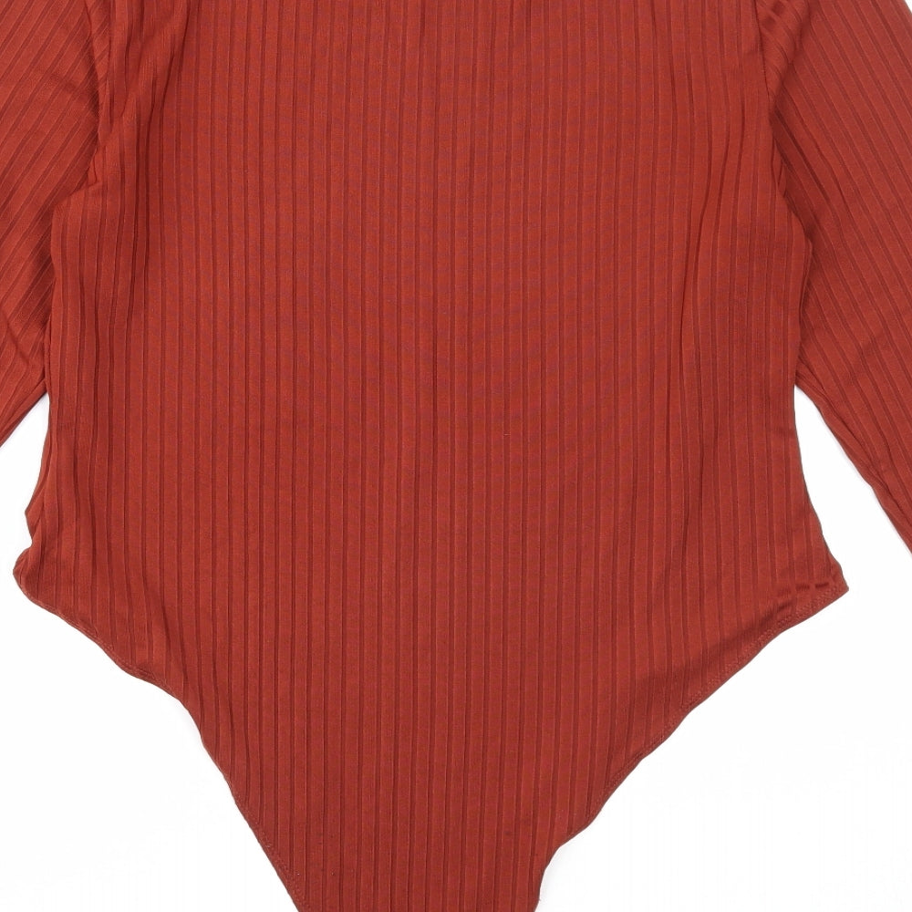 SheIn Womens Brown Polyester Bodysuit One-Piece Size XL Snap