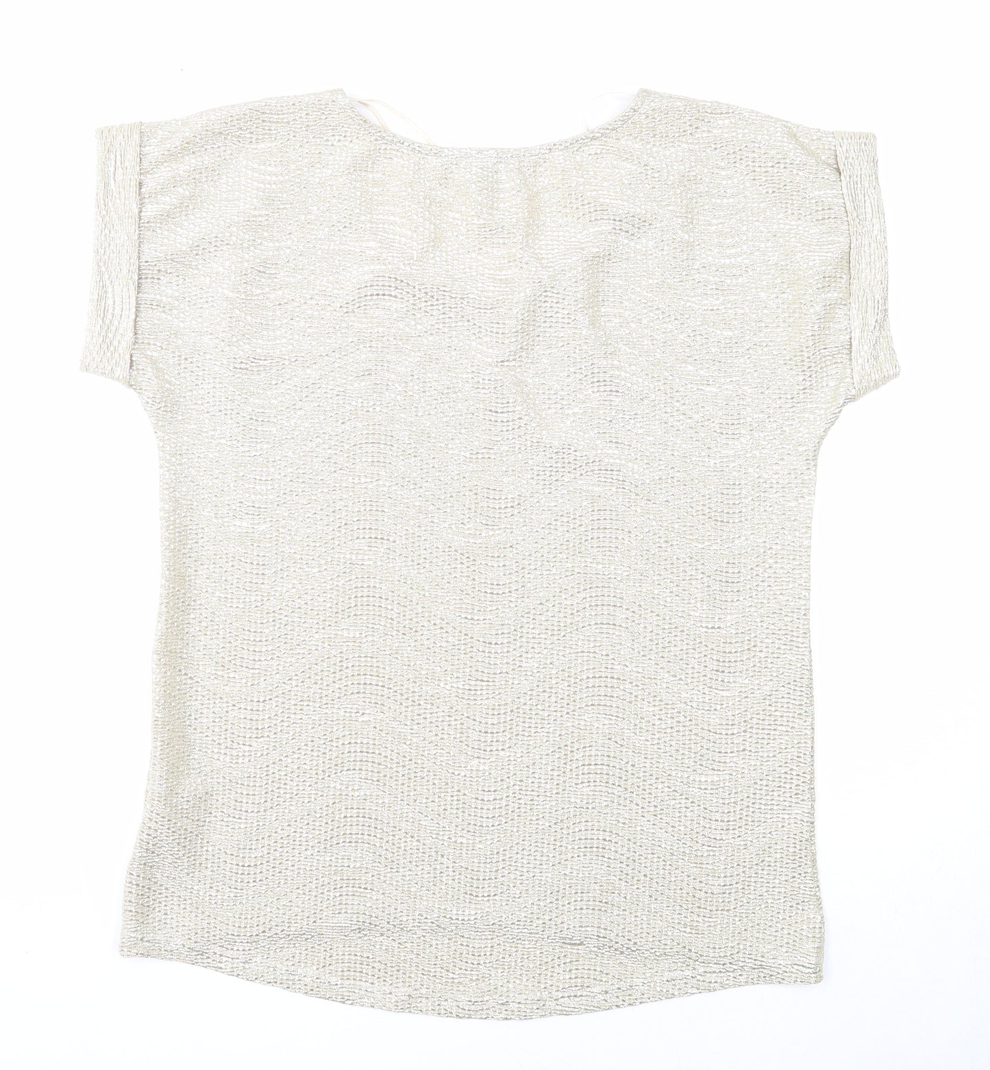 Papaya Womens Gold Polyester Basic T-Shirt Size 12 Round Neck