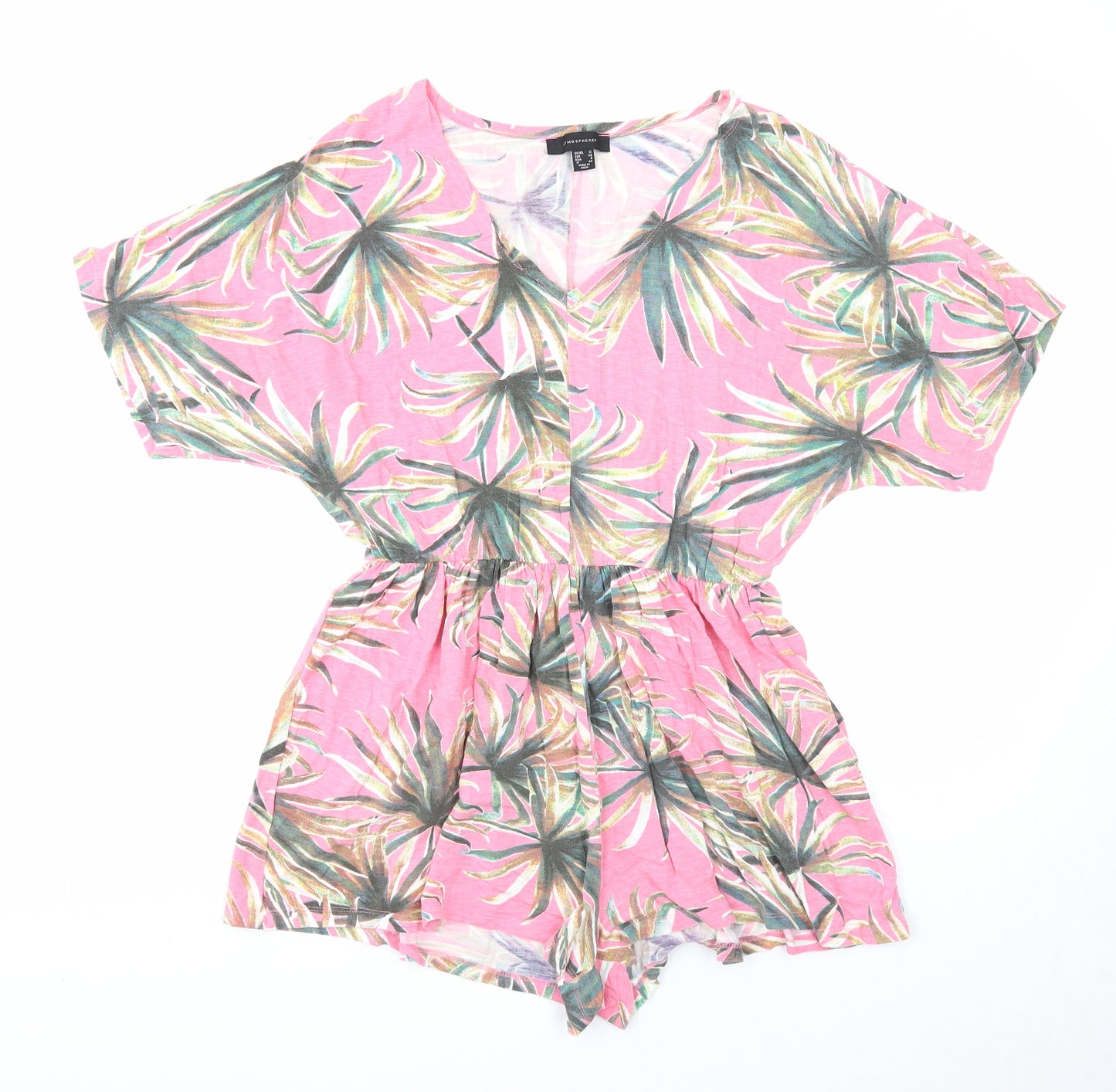 Atmosphere Womens Pink Geometric Cotton Playsuit One-Piece Size 12 Pullover