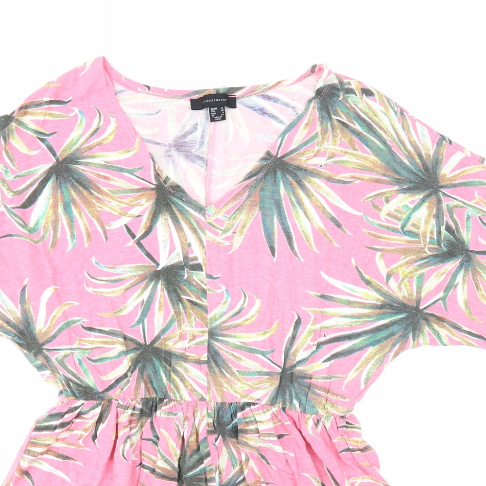 Atmosphere Womens Pink Geometric Cotton Playsuit One-Piece Size 12 Pullover