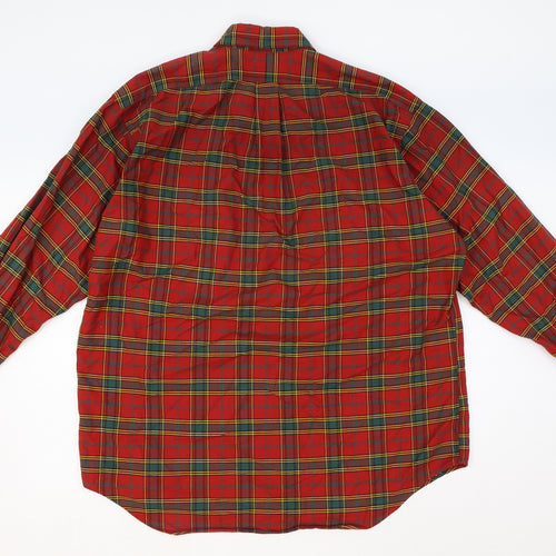 Polo Ralph Lauren Mens Red Plaid Cotton Button-Up Size L Collared Button