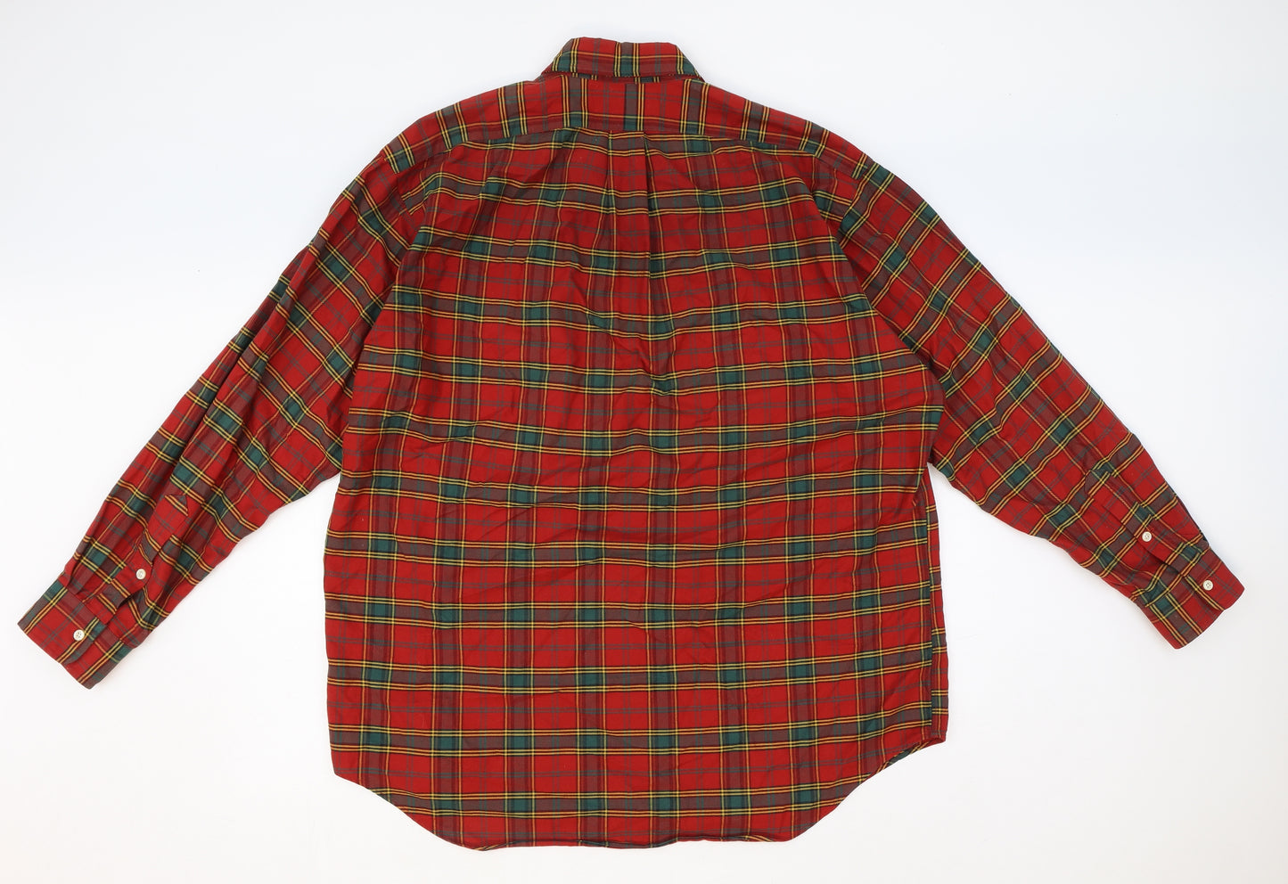 Polo Ralph Lauren Mens Red Plaid Cotton Button-Up Size L Collared Button