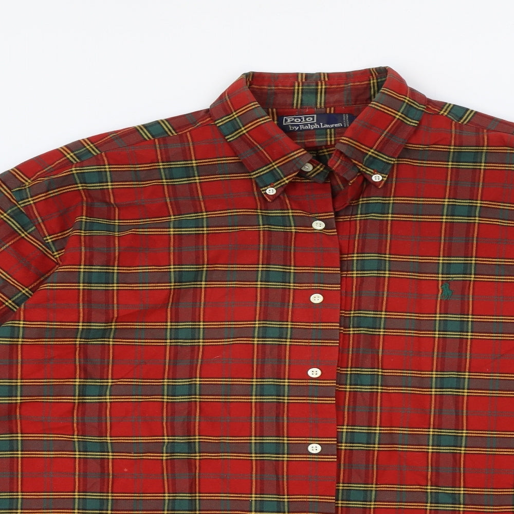Polo Ralph Lauren Mens Red Plaid Cotton Button-Up Size L Collared Button