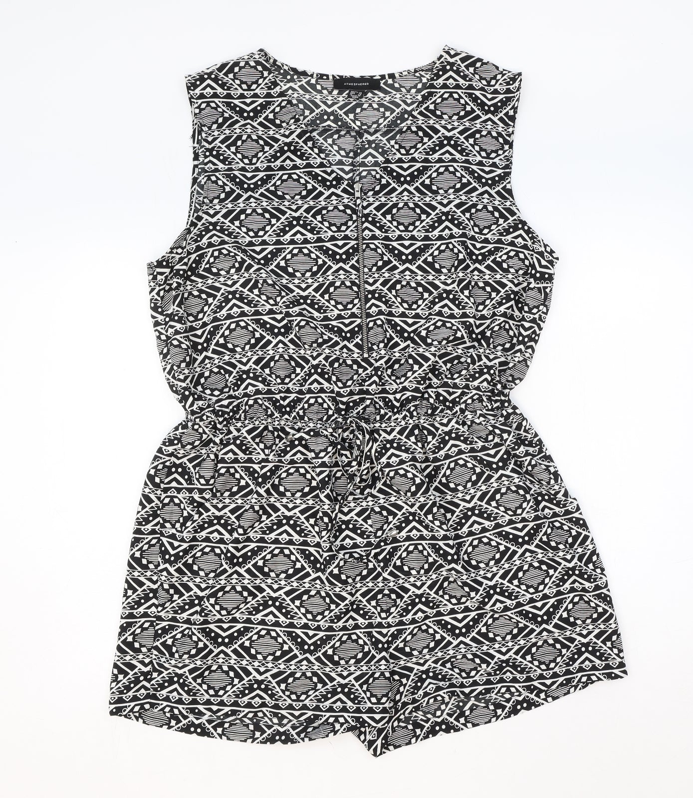 Atmosphere Womens Black Geometric Polyester Playsuit One-Piece Size 18 Zip