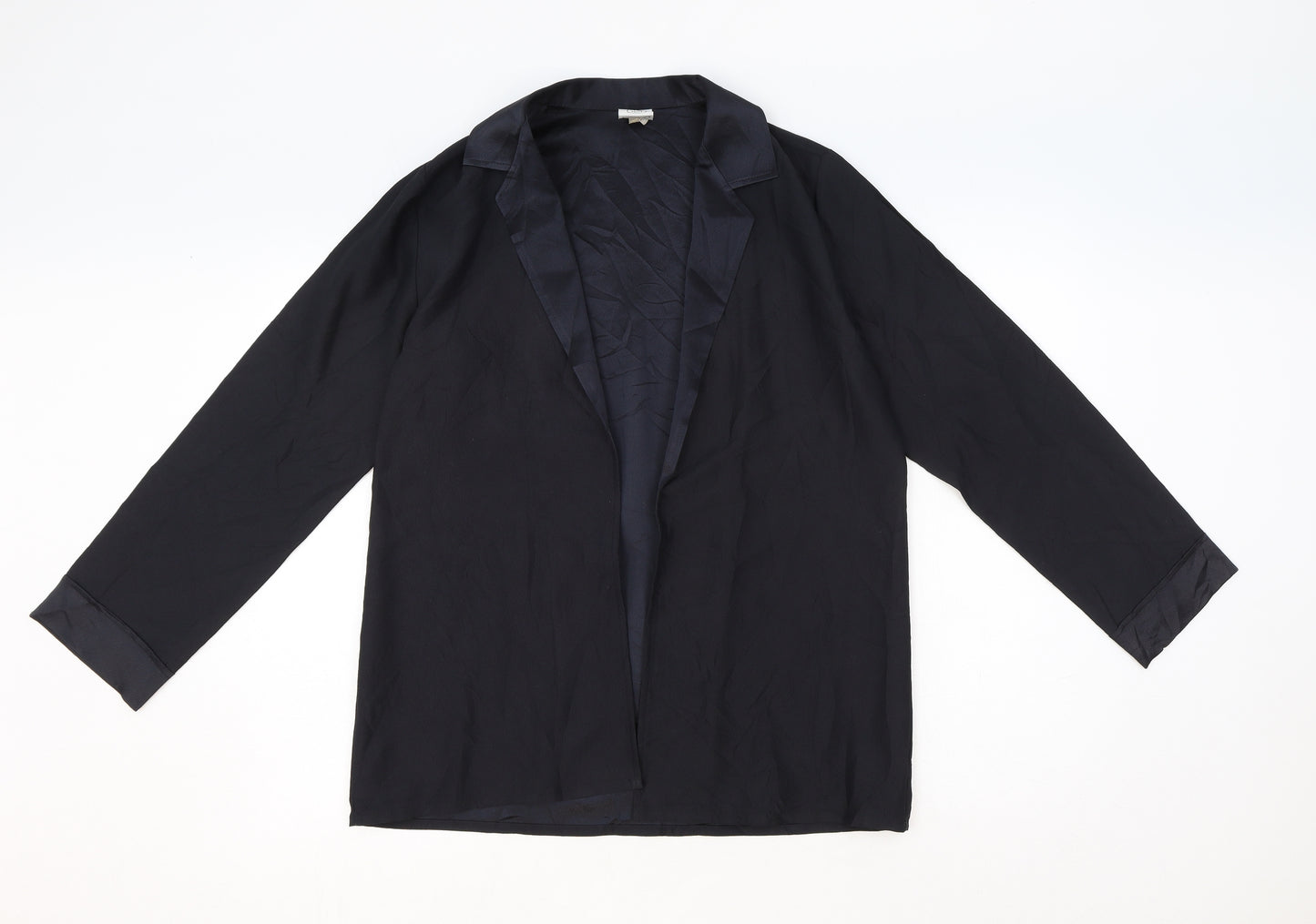 St Michael Womens Black Polyester Basic Blouse Size 12 Collared
