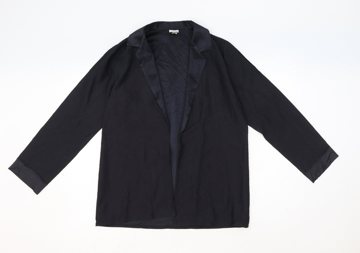 St Michael Womens Black Polyester Basic Blouse Size 12 Collared