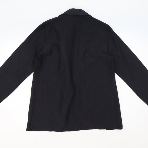 St Michael Womens Black Polyester Basic Blouse Size 12 Collared