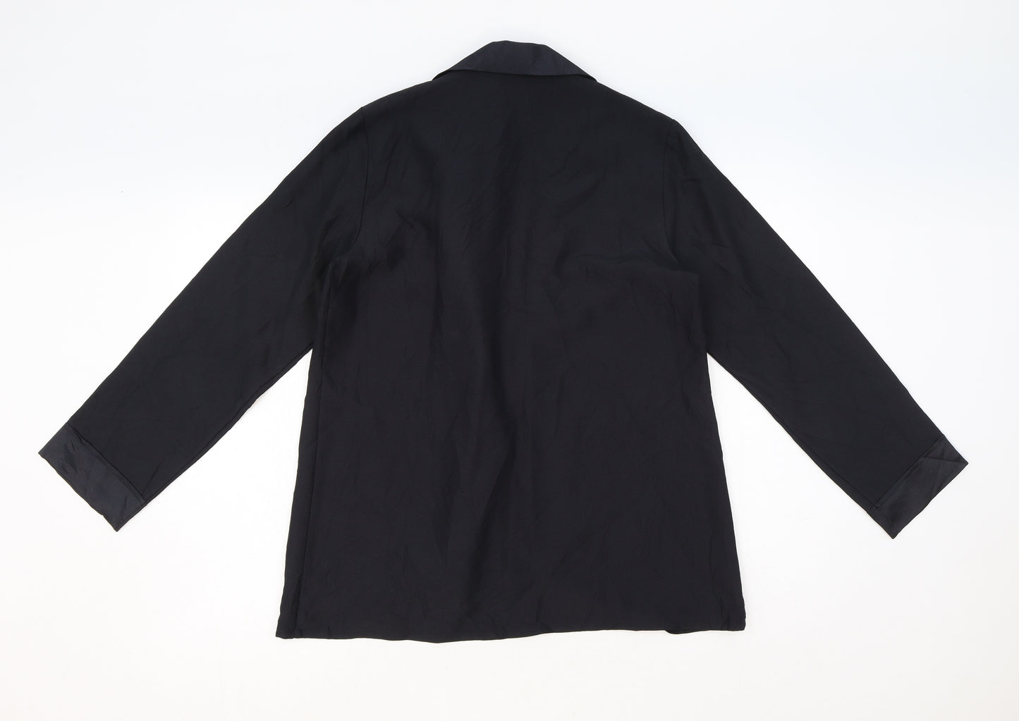 St Michael Womens Black Polyester Basic Blouse Size 12 Collared