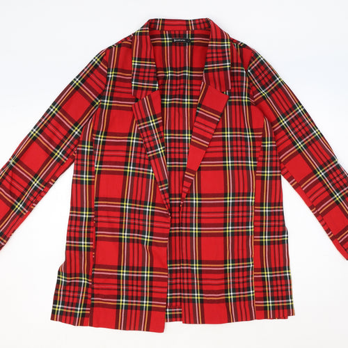 Stradivarius Womens Red Geometric Polyester Basic Blouse Size L V-Neck