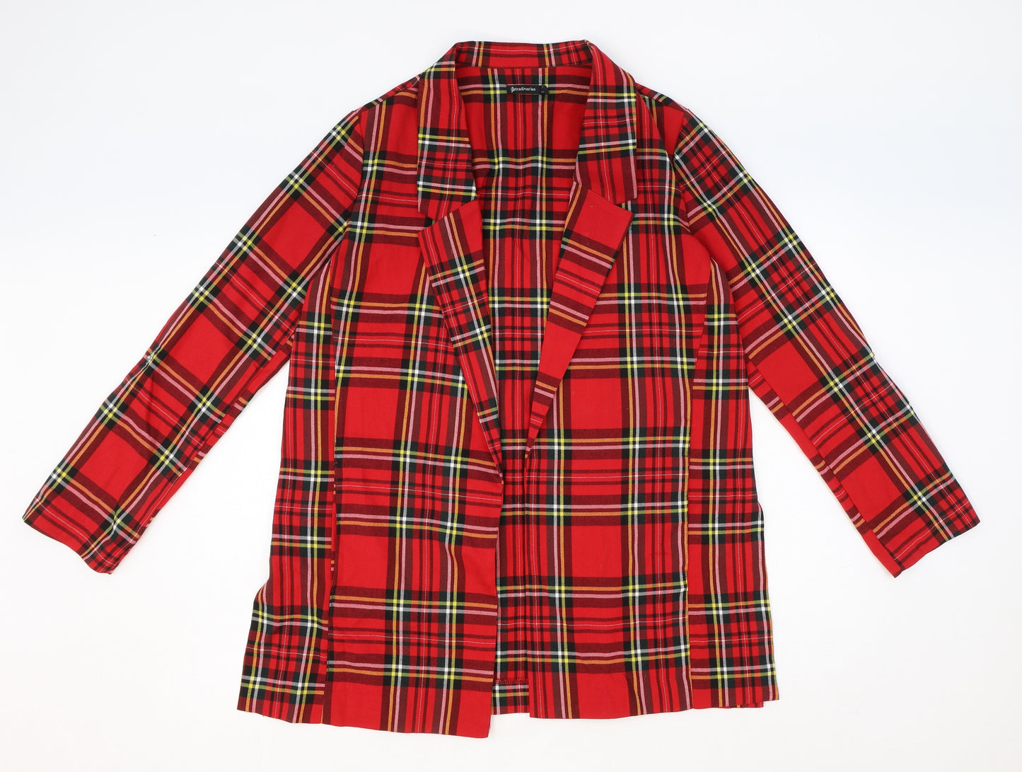 Stradivarius Womens Red Geometric Polyester Basic Blouse Size L V-Neck