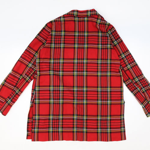 Stradivarius Womens Red Geometric Polyester Basic Blouse Size L V-Neck