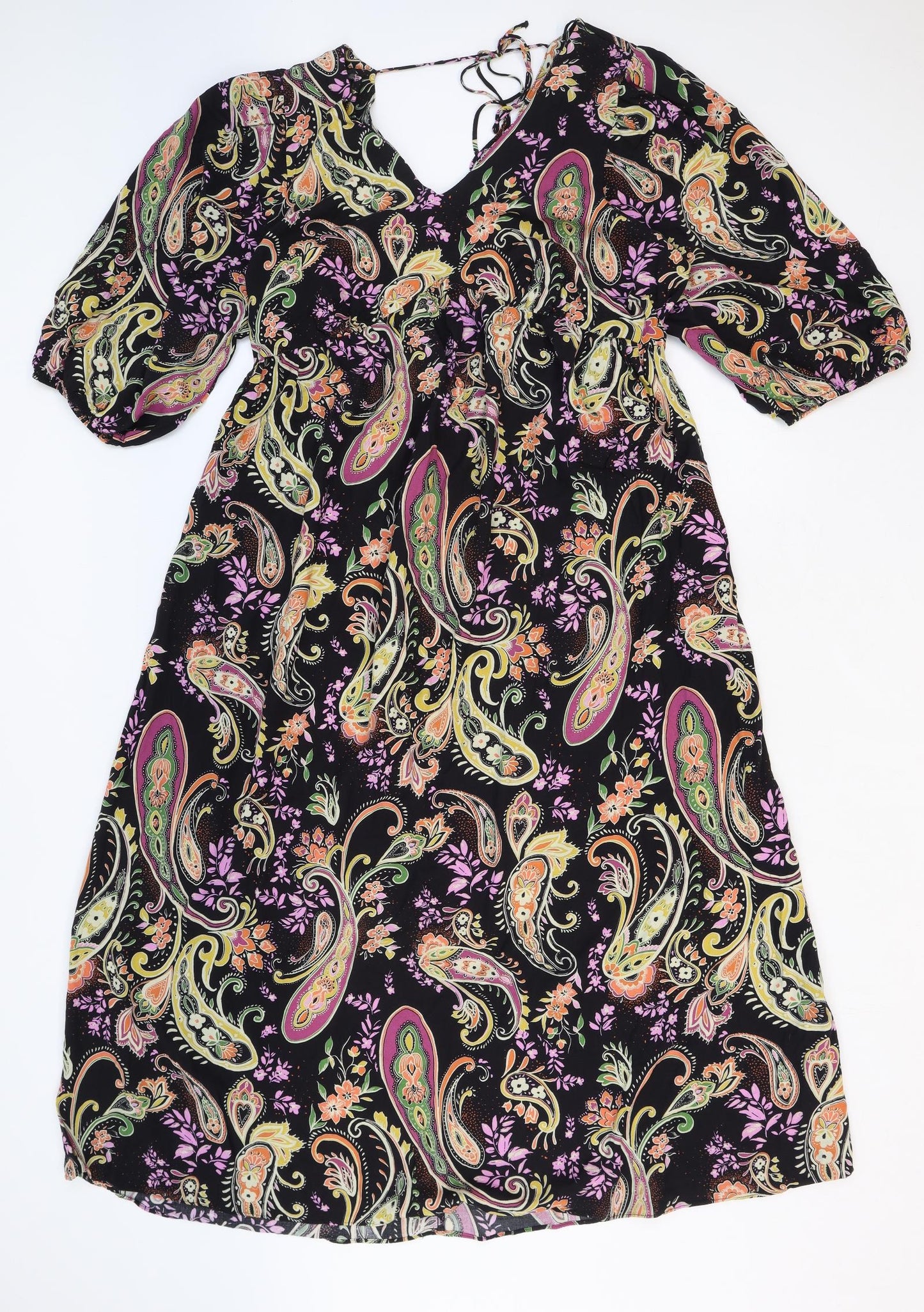 Papaya Womens Multicoloured Paisley Viscose Maxi Size 16 V-Neck Pullover