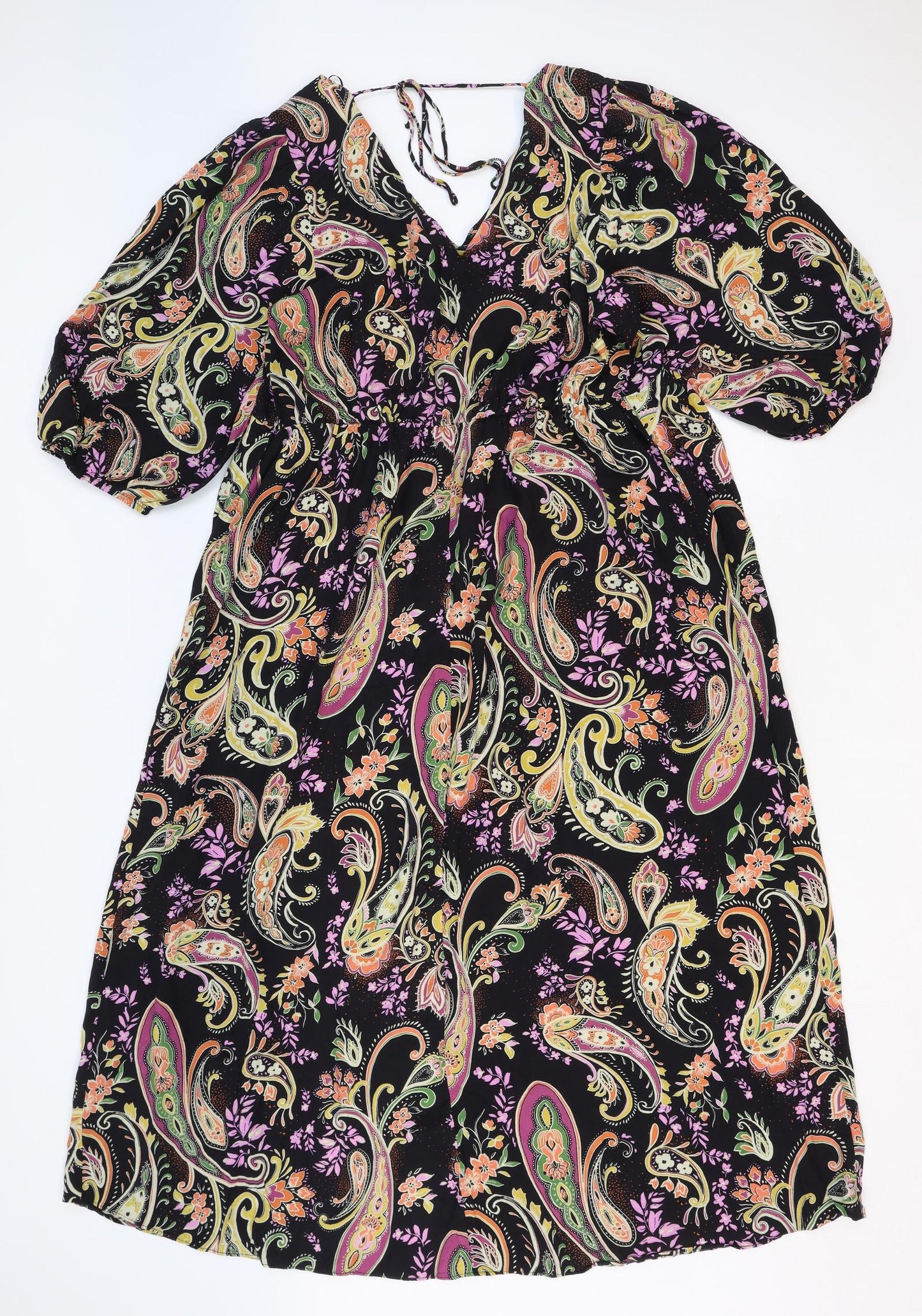 Papaya Womens Multicoloured Paisley Viscose Maxi Size 16 V-Neck Pullover