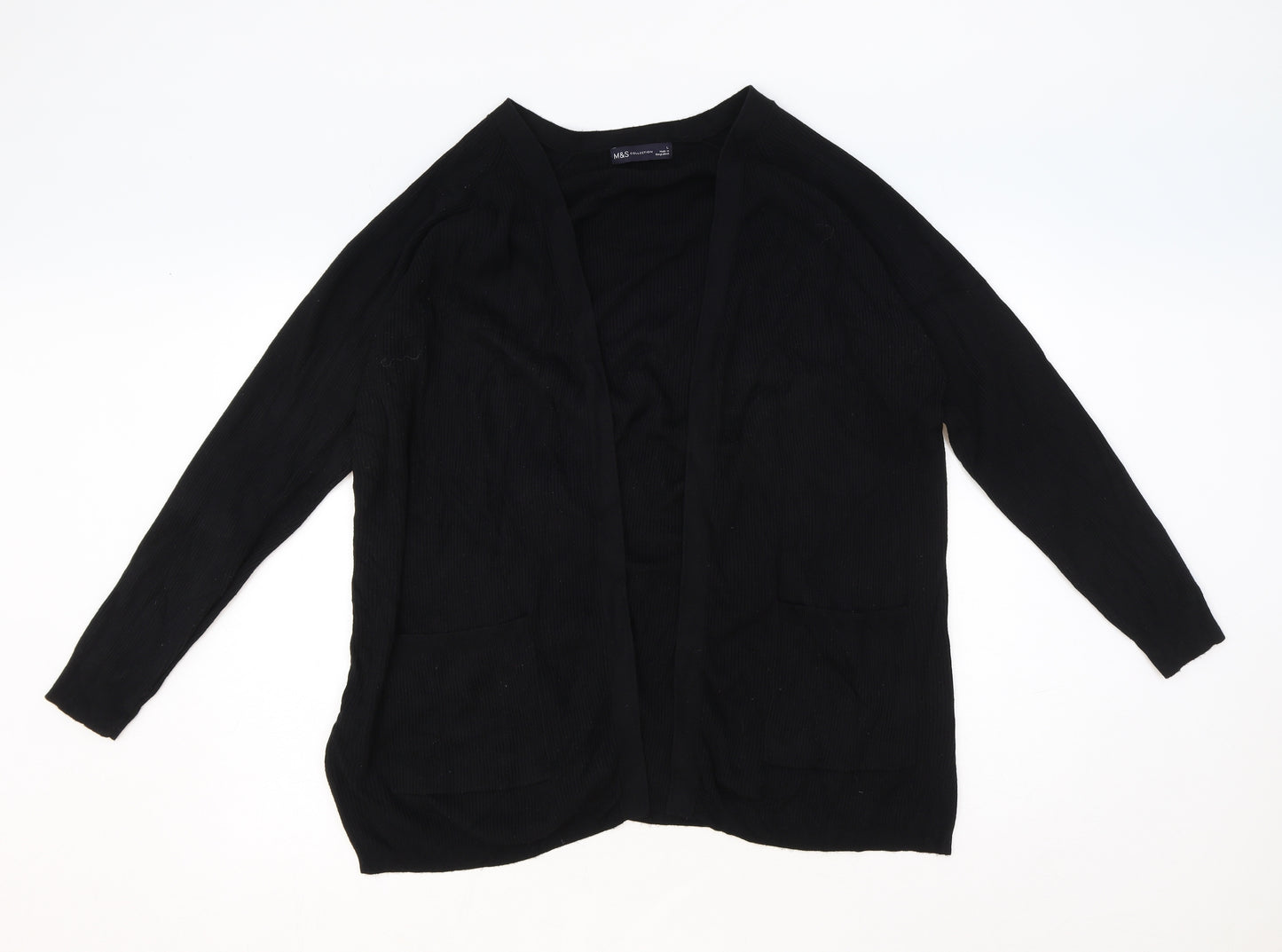Marks and Spencer Womens Black V-Neck Polyester Cardigan Jumper Size L