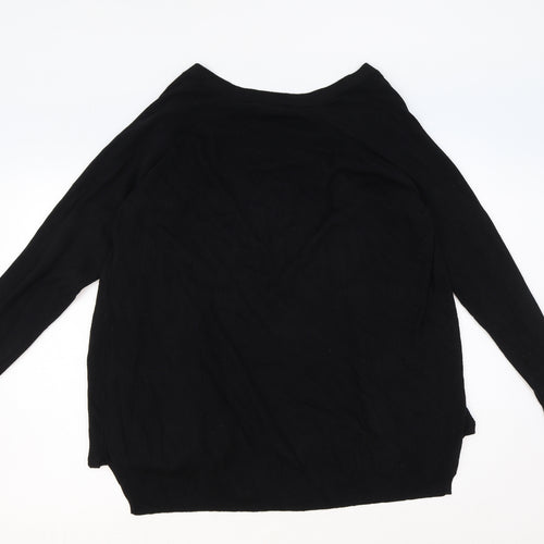 Marks and Spencer Womens Black V-Neck Polyester Cardigan Jumper Size L